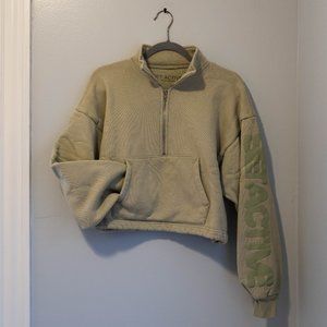 SET ACTIVE Light Sage Green Cropped Half-Zip Sweatshirt